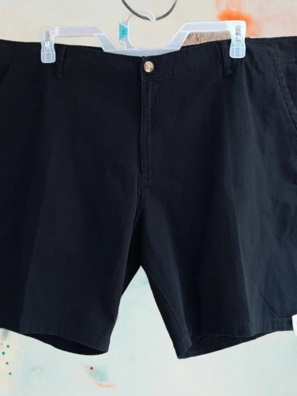George Men's Stretch Twill Flat Front Shorts 9" Inseam Black Soot Size 46